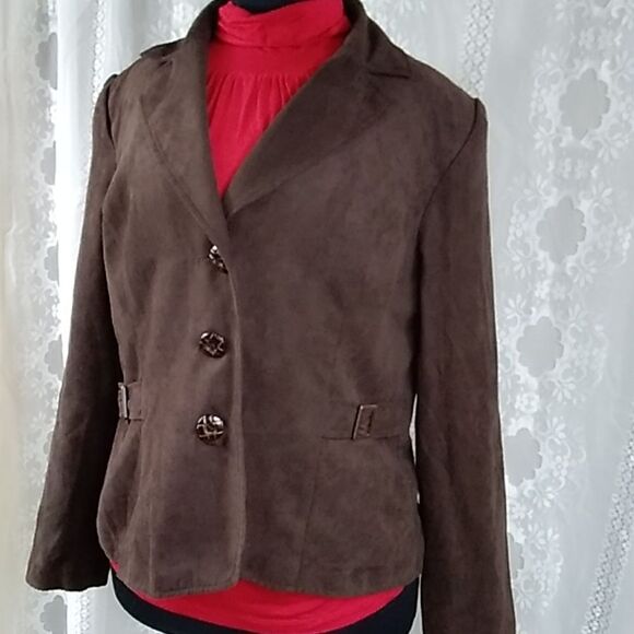 STUDIO I WOMEN'S JACKET BLAZER BROWN SIZE 14 - Picture 1 of 12